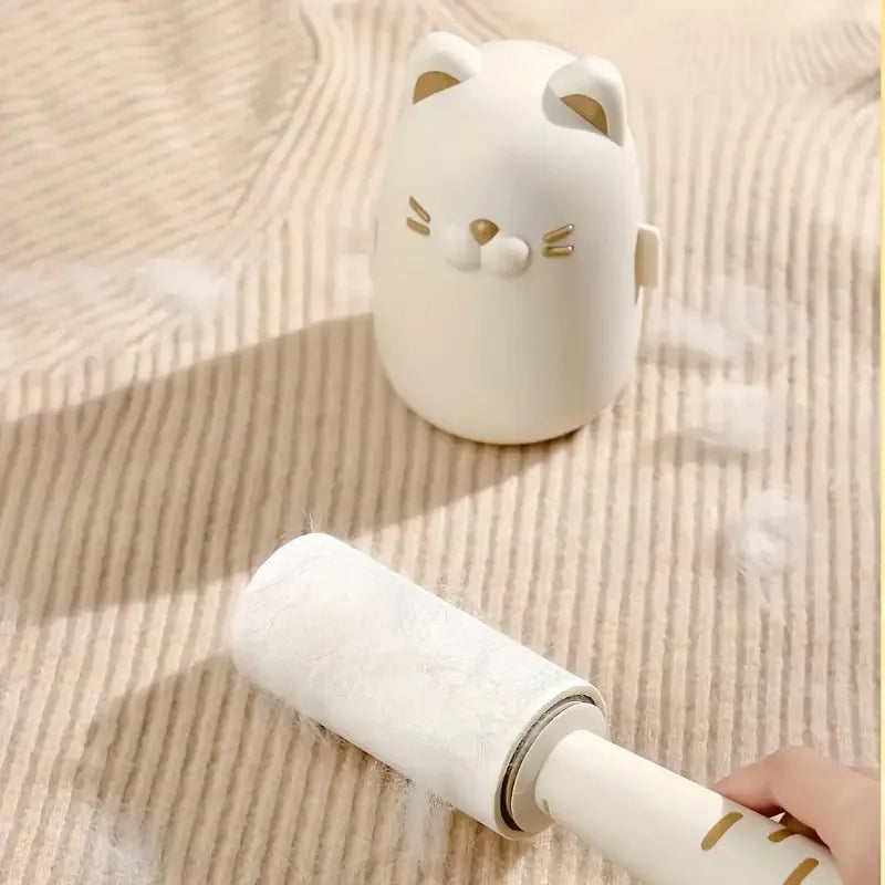 FellFixx Fusselroller Katze | Tierhaarentferner im Katzen-Design | Tragbar & Wiederverwendbar | Für Kleidung & Möbel