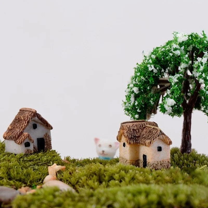Minovia FairyHome Set Miniatur-Häuschen 4er-Set | Feengarten & Deko-Figuren | Resin | 2x2x1,5 cm | Für DIY & Märchengärten