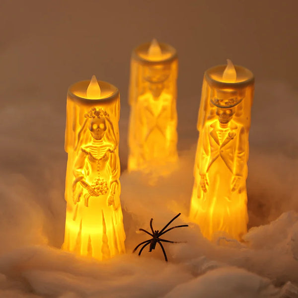 Skelett-Lampe HallowGlow | LED Horror-Kerze | Braut & Bräutigam Figur | Halloween Deko