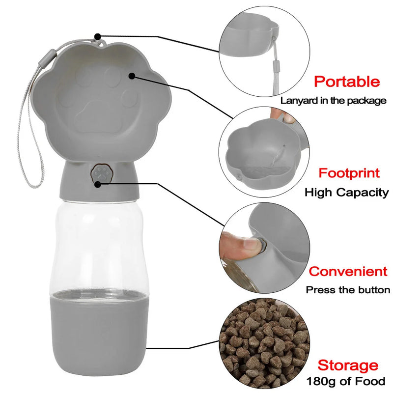 Trinkflasche Droppa DuoBottle | 2-in-1 Wasser- & Futterspender für Hunde & Katzen | Auslaufsicher & tragbar | 380 ml / 530 ml