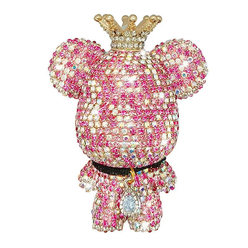 Bearoma Auto Duftclip Bär mit Krone | Aromatherapie & Luftreiniger | Handverziert mit Strass | In Pink, Weiß oder Schwarz