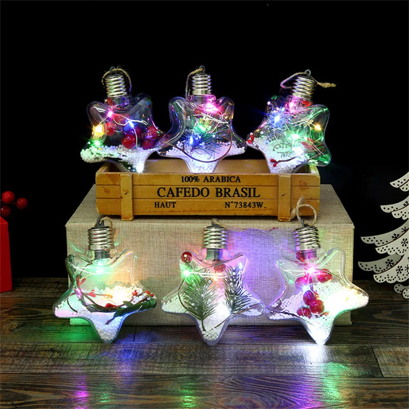 LED Weihnachtsstern Ornament | Transparent | Warmes Leuchten | 10 cm
