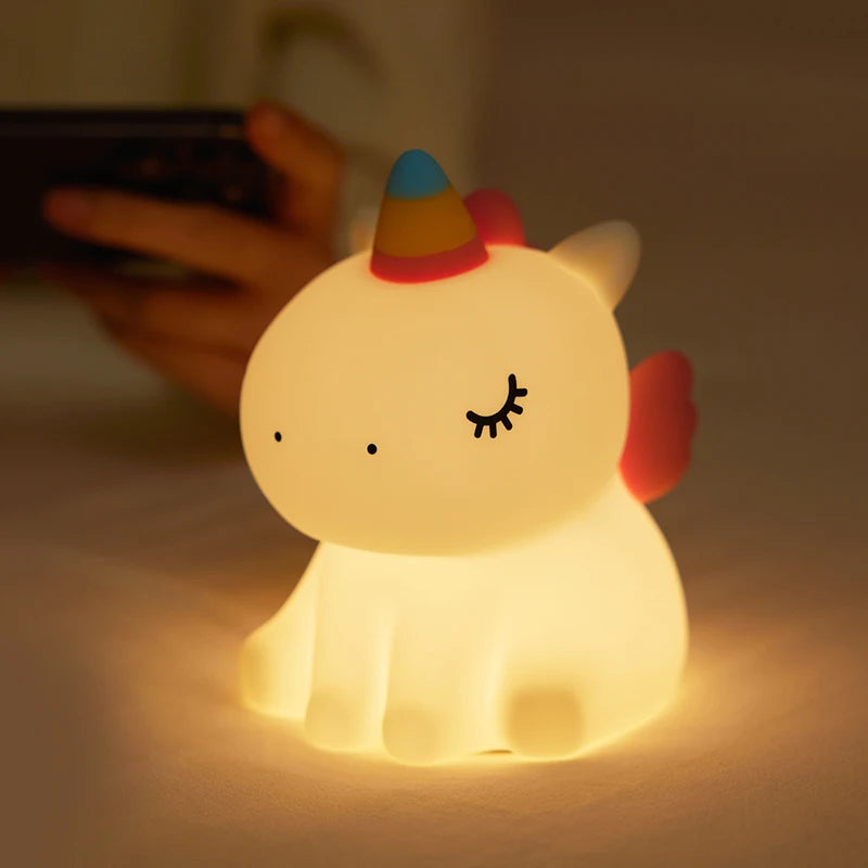 DreamiCorn LED Nachtlicht Einhorn | Weiches Silikon & USB Wiederaufladbar | Touch-Steuerung & 2 Helligkeitsstufen | Kinderzimmer & Geschenkidee