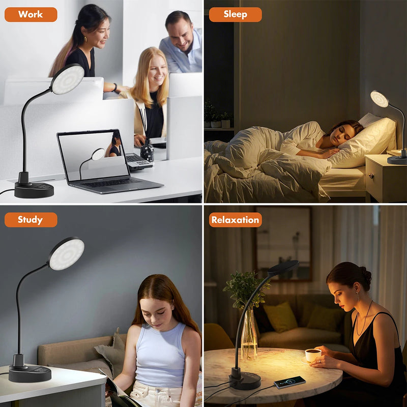 LED-Schreibtischlampe Lixora Flex | Augenschonend & Dimmbar | 3 Lichtfarben & 5 Helligkeiten | USB-Anschluss & Flex-Arm