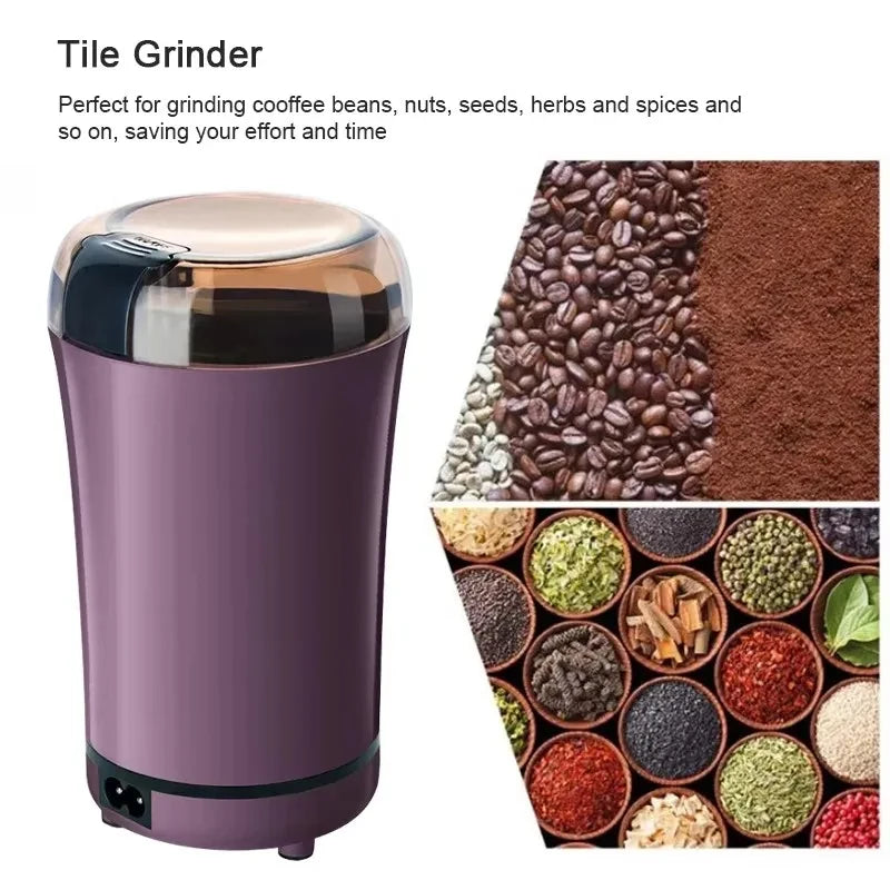 Grindora Elektrische Kaffeemühle & Gewürzzerkleinerer | Edelstahlklingen & einstellbare Mahlstufen | Tragbar & vielseitig | 10–30 Sek. Schnellmahlung