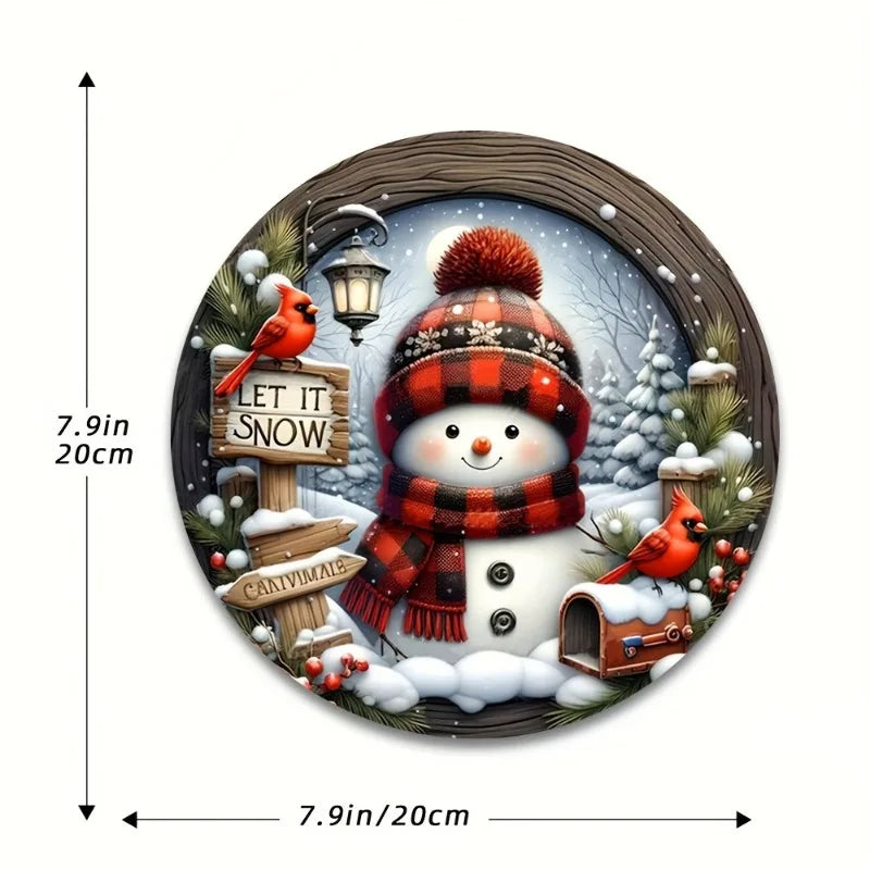 CrystalSnow | Weihnachtskranz aus Acryl | Schneemann & Winterdesign | Wand- & Türdeko Ø 20 cm