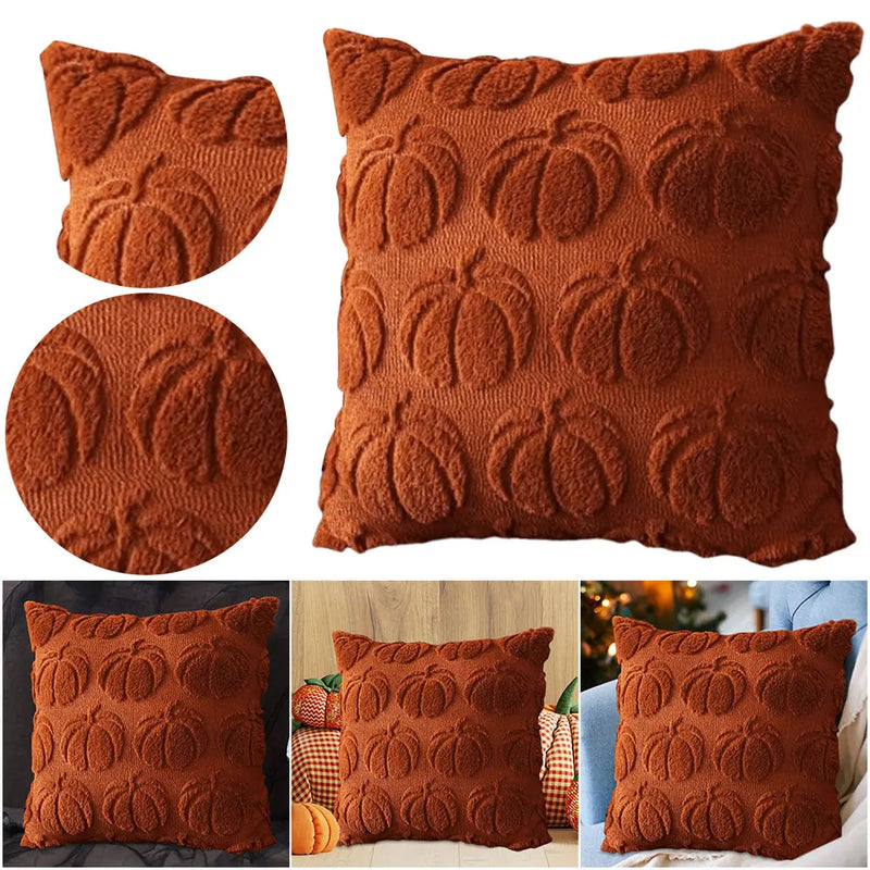 Pumpura | Kissenhülle Herbst Kürbis | 45 × 45 cm | Weich & Plüschig | Halloween & Herbstdeko