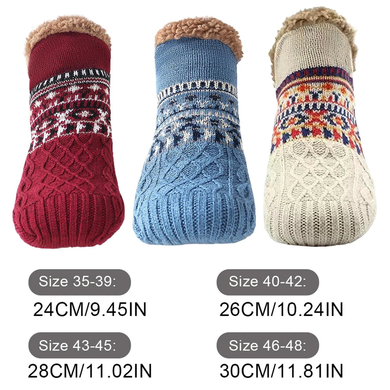 Nordhütte | Thermo-Haussocken Winter | Rutschfeste Kuschelsocken für Damen & Herren | Dick gefüttert & extra warm | Weiche Anti-Rutsch-Bettsocken für Zuhause & Weihnachten