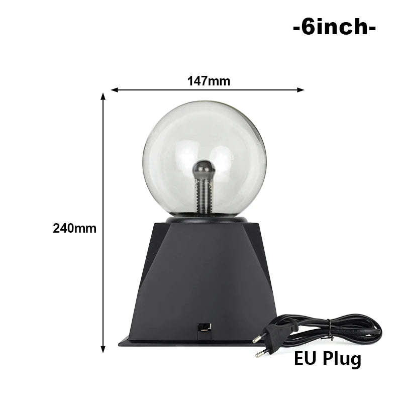 Electrava | Magische Plasma-Kugel Lampe | LED Blitzlicht mit Touch & Sound | 220V EU-Stecker | 10–20 cm | Party- & Deko-Licht