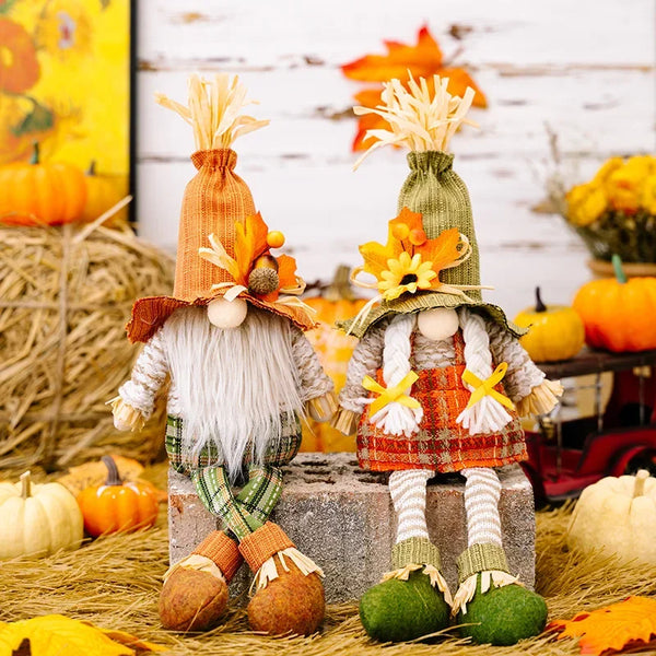 Herbst-Wichtel PumpkinGnome | Mit Kürbis, Sonnenblume & Ahornblatt | Dekofigur für Erntedank & Herbst