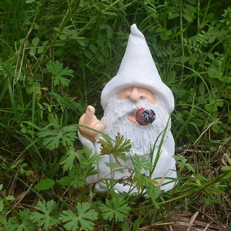 GrumpyBeard | Resinfigur Alter Mann mit weißem Bart | Lustige Gartenzwerg-Alternative | 15 × 10 × 7 cm
