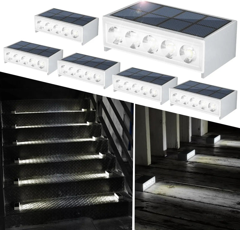 Solar Stufenlicht LumoStep Pro | 6er Set | IP67 Wasserdicht | 6000K & RGB | Garten & Terrasse