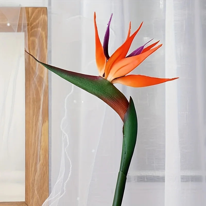 Floriva 3er Set Künstliche Strelitzien | Paradiesvogelblumen | 24.5 cm Lange Stiele | Deko für Zuhause, Büro & Events