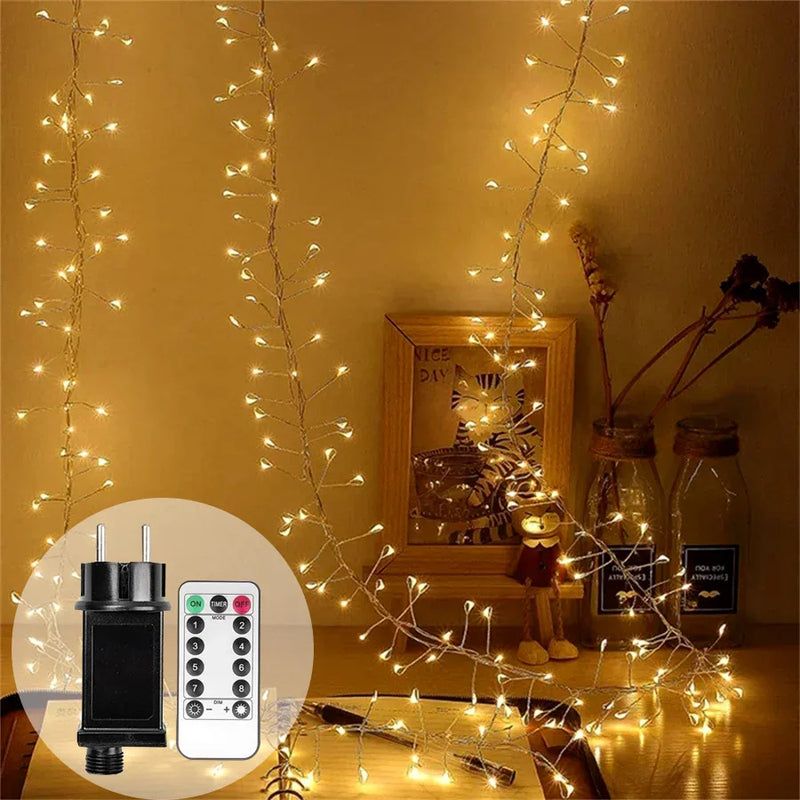 Cluster LED-Lichterkette Lumistra | Warmweiß & Kaltweiß | 36 m Silberdraht | Wasserdicht IP44 | Für Weihnachten, Hochzeit & Party