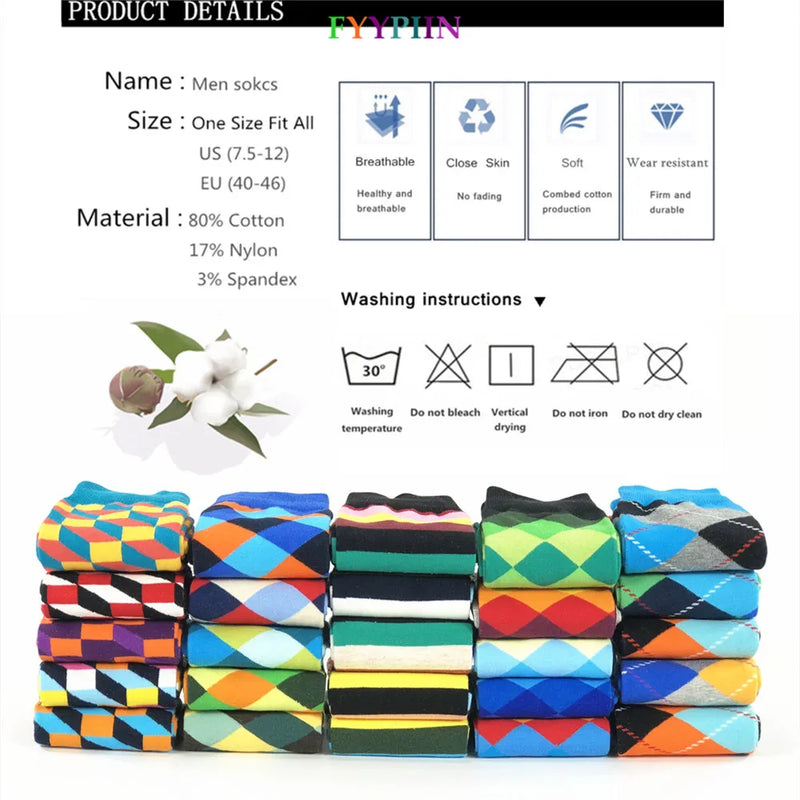 Coloria Herren Socken 5er-Pack | Bunte Freizeit- & Businesssocken | Gekämmte Baumwolle | Größe 40–46