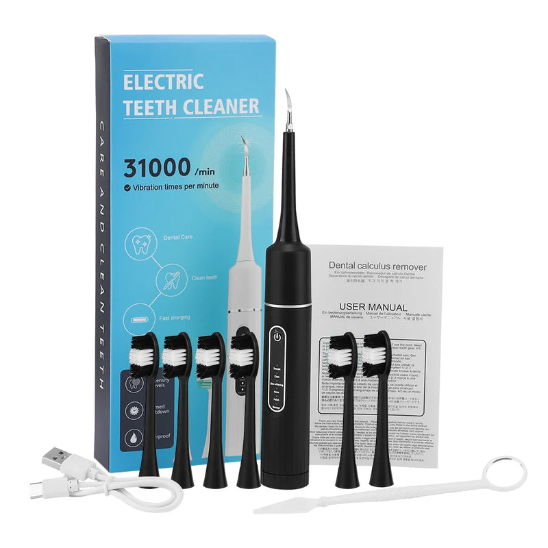 Elektrischer Zahnreiniger Brightic Smile 6-Stufen | Zahnaufhellung & Zahnsteinentferner | IPX6 Wasserdicht | USB-C | 21,5 cm