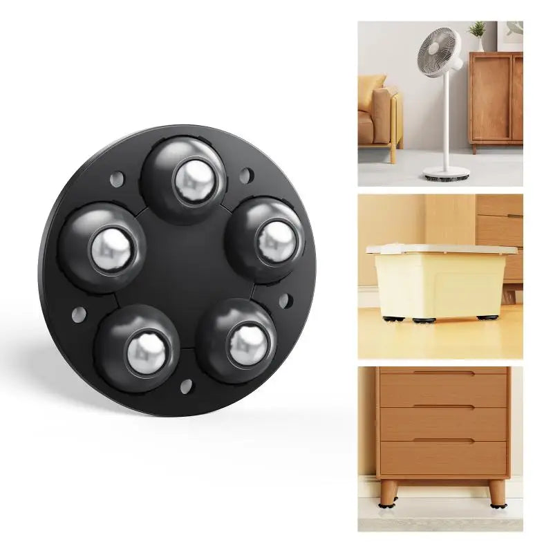 4er-Set Möbelrollen MobiloFix RollPad | Selbstklebende 360°-Rollen für Möbel | Höhenverstellbar | Für Waschmaschine, Bett & Sofa | 6,2 × 6,2 cm