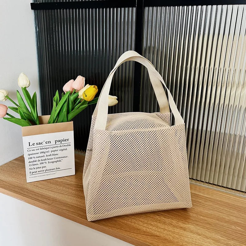 Ventora FlexBag Mesh-Tasche mit Griff | Großes Volumen & Vielseitig | Für Reise, Strand & Kosmetik