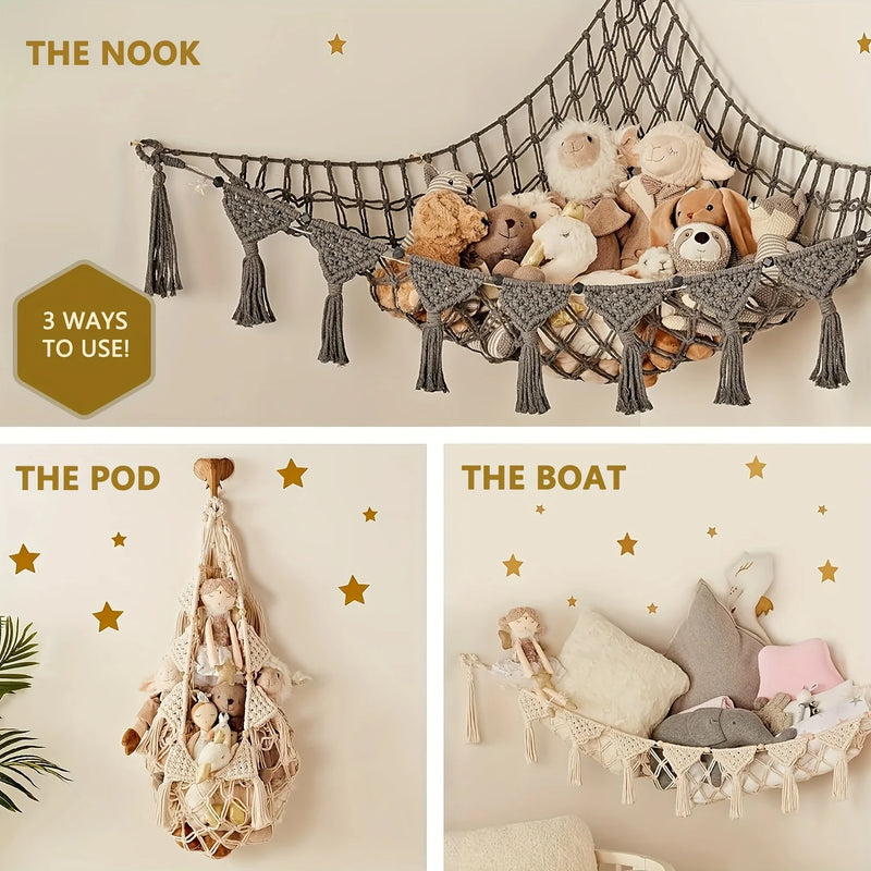 CuddlyNest Kuscheltier-Hängematte | Netz zur Aufbewahrung von Stofftieren & Puppen | Platzsparender Organizer & Kinderzimmer-Deko