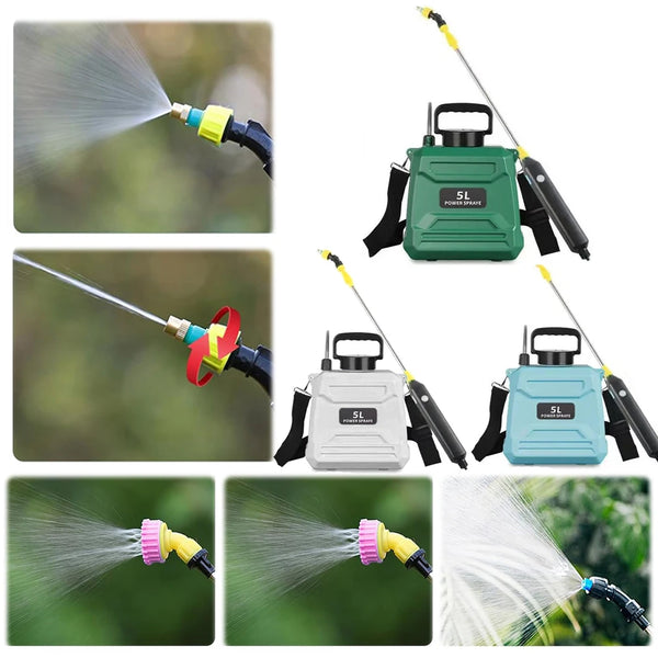 SPRAYMATE Pro Akku-Drucksprüher | 5 L Schulter-Sprühflasche | USB-Aufladung & Verstellbare Düse | Für Garten, Reinigung & Unkrautbekämpfung