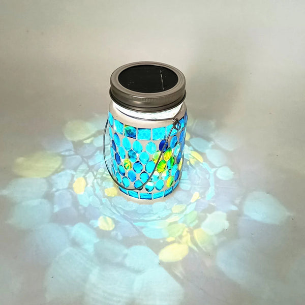 Solaria LumoMosa Solarlaterne Mosaik LED | Hängelampe für Garten & Terrasse | Wasserdicht & Tragbar | 13 cm Hoch
