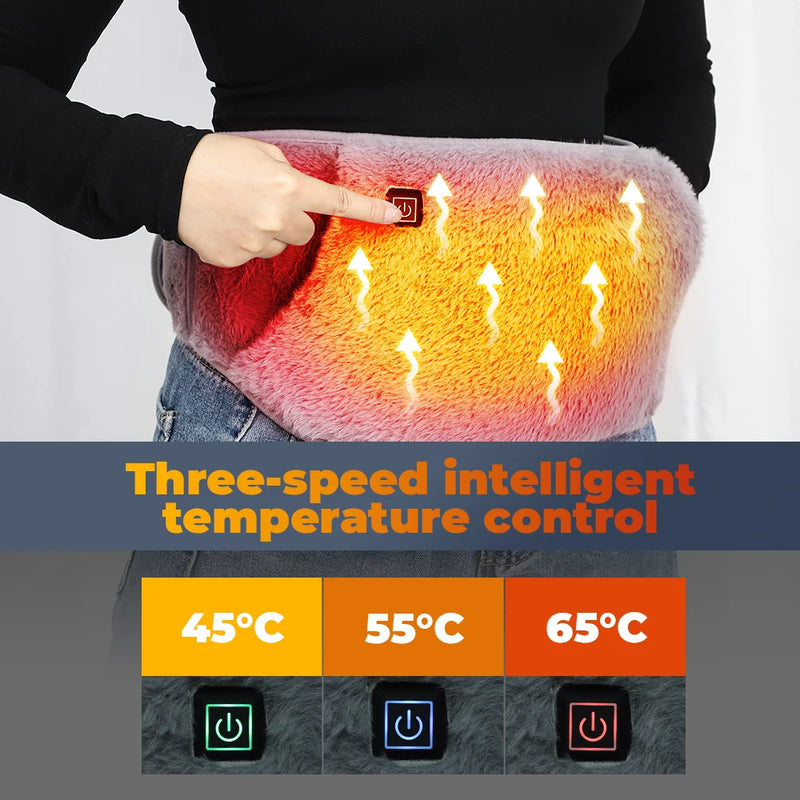 ThermaBelt Pro | Elektrischer Heizgürtel mit Graphen-Technologie | 3-stufige Temperaturregelung | Hand- & Taillenwärmer aus Kristall-Samt | USB-Betrieb