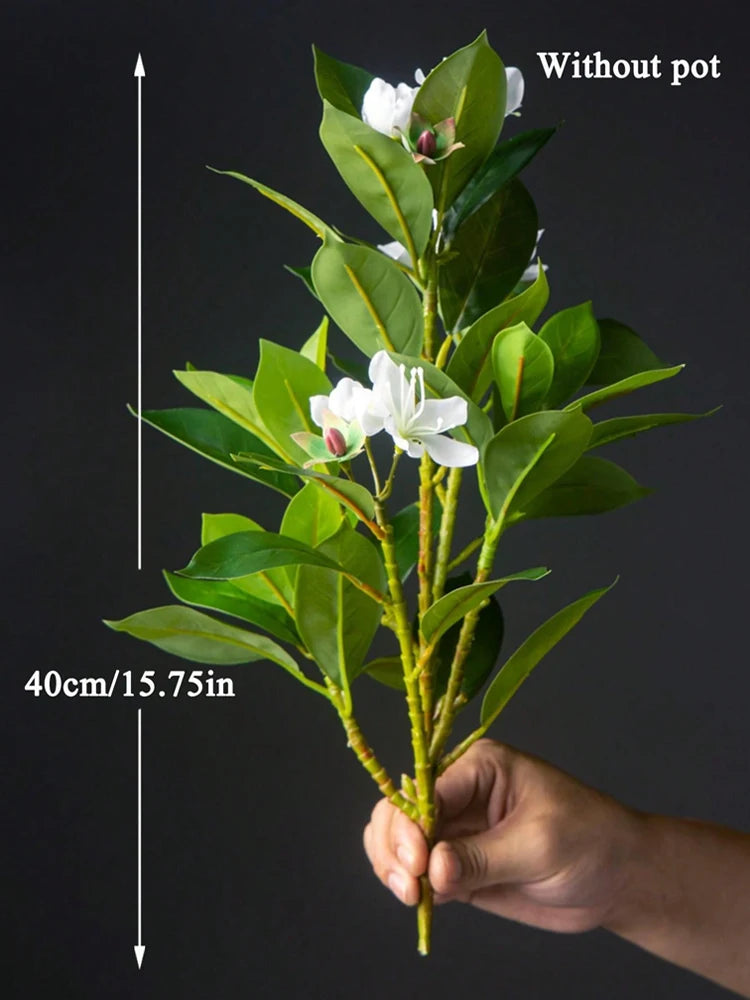 TropiLeaf Azalea Künstlicher Azaleen- & Gummibaumzweig | 21–40 cm | Tropische Blätter & Blüten | Deko für Haus, Büro & Garten