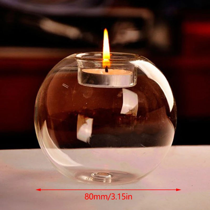 LichtGlas Glas-Teelichthalter Rund | Transparentes Design | Hohles Dekoglas für Wohnzimmer & Hochzeit | 1 Stück
