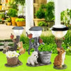 SOLARIA Gartenfigur Tiere | Solar Deko Statue aus Resin | Mit Blumentopf & LED-Licht | 12 × 6 × 6 cm