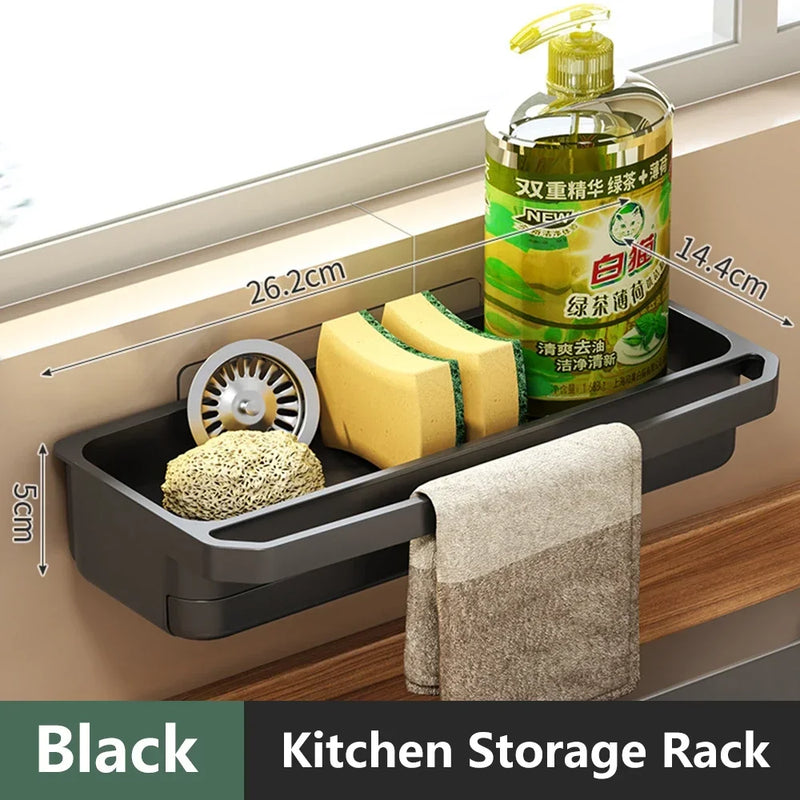 Cleanova Spülbecken Organizer | Abtropf- & Aufbewahrungsregal | Rutschfest & selbstentwässernd | Für Schwämme, Lappen & Seife | 32 × 11 cm