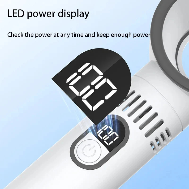Aervana Bladeless Handventilator mit Digitalanzeige | 100-Stufen Windkraft | USB-Aufladung & 3000mAh Akku | Tragbarer Turboventilator