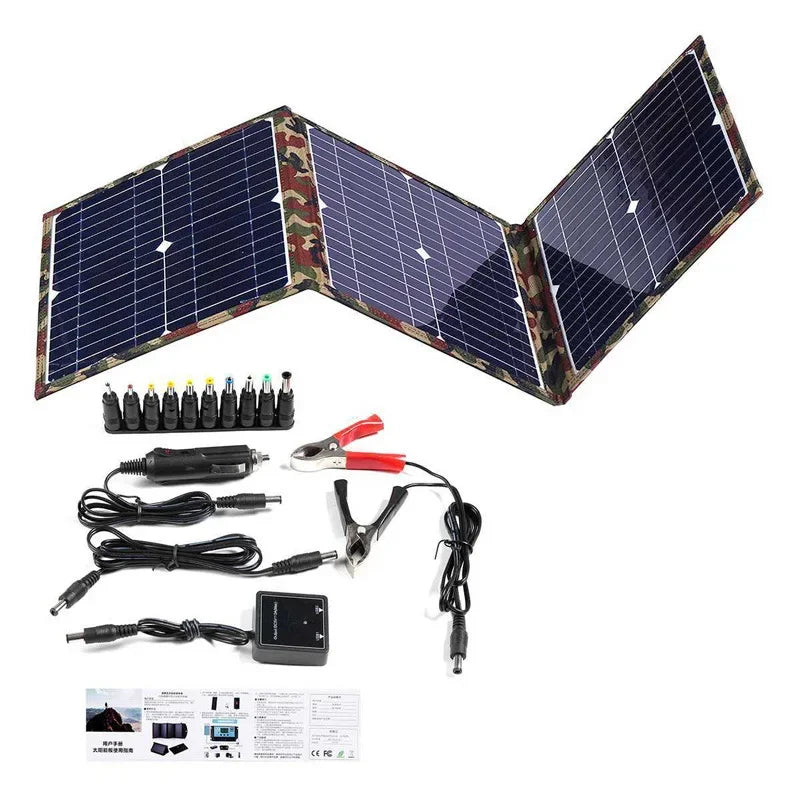 Faltbares Solarpanel-Set Solivio Camp 800 | 100–800 W Leistung | 18V DC & USB-Ausgang | Für Auto, Boot, Wohnmobil & Outdoor | 87 × 28,5 cm (ausgeklappt)
