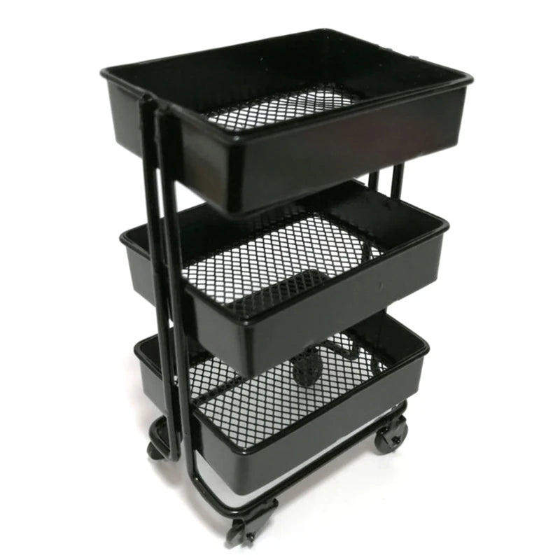 Mini-Regal TinyTrolley | Puppenhaus Deko mit Rollen | 3 Ebenen | Metall | Für Bücher & Accessoires