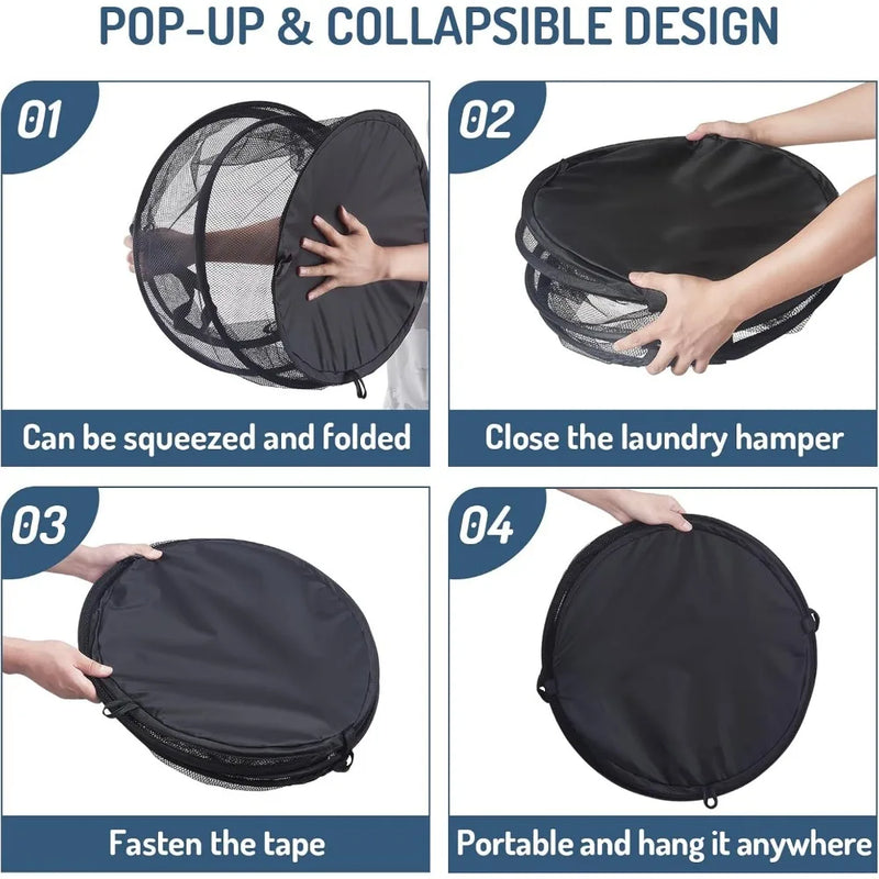 SPIRAFOLD Wäschekorb | Faltbar & Atmungsaktiv | Mesh-Design mit Tragegriffen | Für Zuhause, Bad & Studentenwohnung