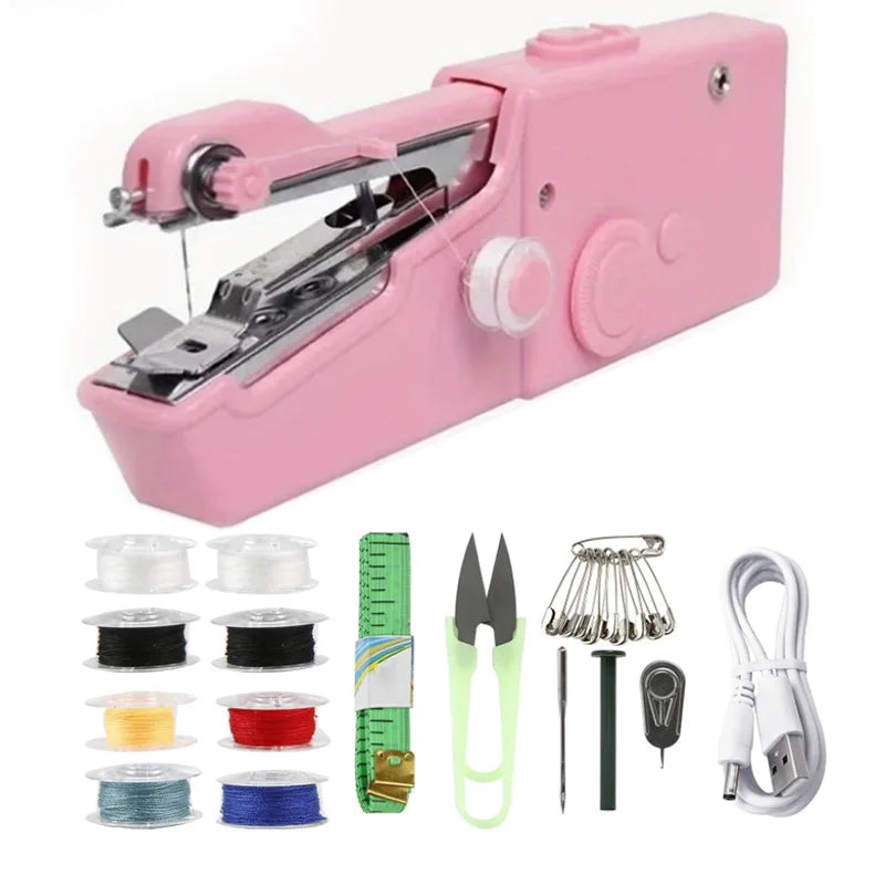 NAHNYGO Mini Nähmaschine | Tragbar & Handlich | Für DIY & Reparaturen unterwegs | Weiß/Pink/Schwarz