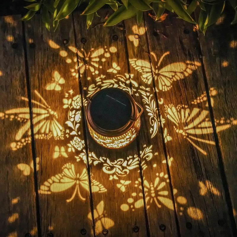 Luminara SolFlair Solar-Laterne | Retro Design mit Schmetterlingsmotiv | IP65 Wasserdicht | Warmes Licht für Garten & Balkon