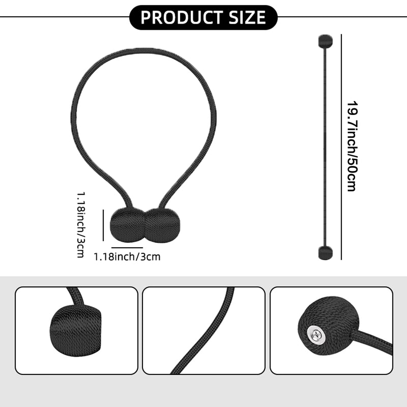 MagnoLuxe Vorhanghalter 2er-Set | Magnetische Kugel-Gardinenhalter im modernen Design | Flexible Kordel-Vorhangbinder für Wohnzimmer & Schlafzimmer