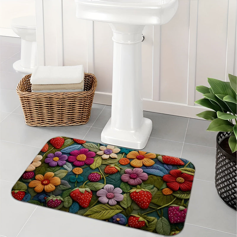 Florina 3D-Blumen Fußmatte | Kaschmirweiche Oberfläche | Rutschfest & Pflegeleicht | Für Bad & Eingang