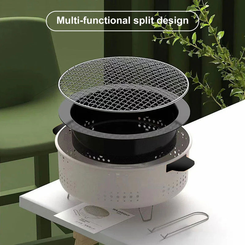 Grillona Tragbarer Holzkohlegrill | Raucharm & Kompakt | Für Camping, Garten & Balkon