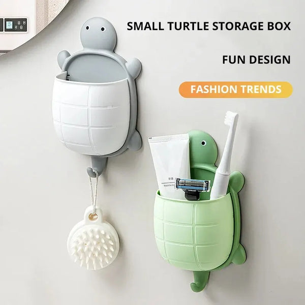 TurtleBox Aufbewahrungs- & Zahnbürstenhalter | Süßes Schildkrötendesign | 22×13×5,7 cm