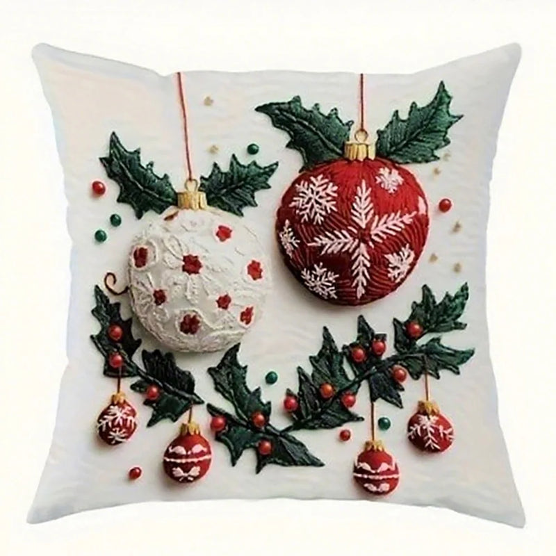 Frohnest | Weihnachts-Kissenbezug | Santa · Schneemann · Tannenbaum · Kugeln | Verschiedene Größen | Festliche Sofadeko