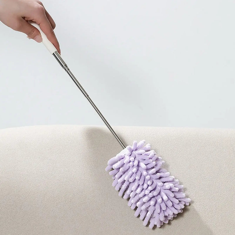 DUSTELLA Teleskop-Staubwedel | Verlängerbar auf 80 cm | Mikrofaser-Chenille & Edelstahlgriff – Für Decke, Möbel & Ecken