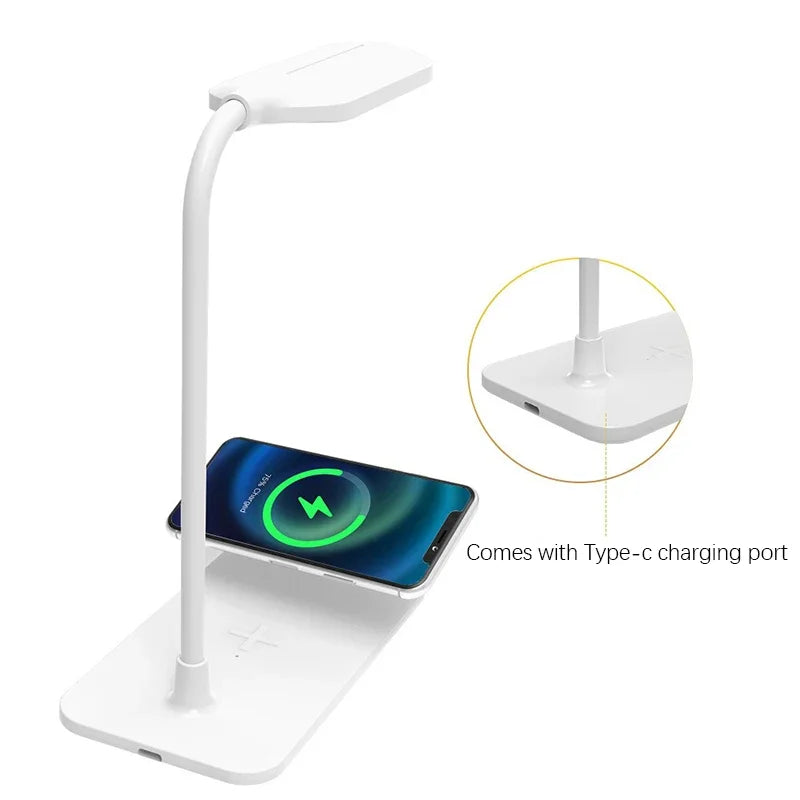 Velura LightDock LED Schreibtischlampe | Mit Wireless Charger & USB-Port | Touch-Dimmung & Augenschonend | Modern