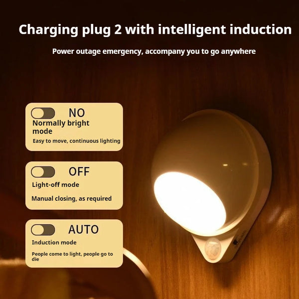Intelligentes LED Nachtlicht GlowMate 360 | 360° Drehbar | Bewegungssensor | USB Wiederaufladbar