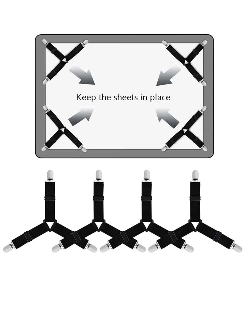GRIPFIX Spannbettlakenhalter Set | 4er-Pack Dreieckige Bettlakenspanner | Verstellbar & Rutschfest – Für Matratzen, Tischdecken & Bezüge