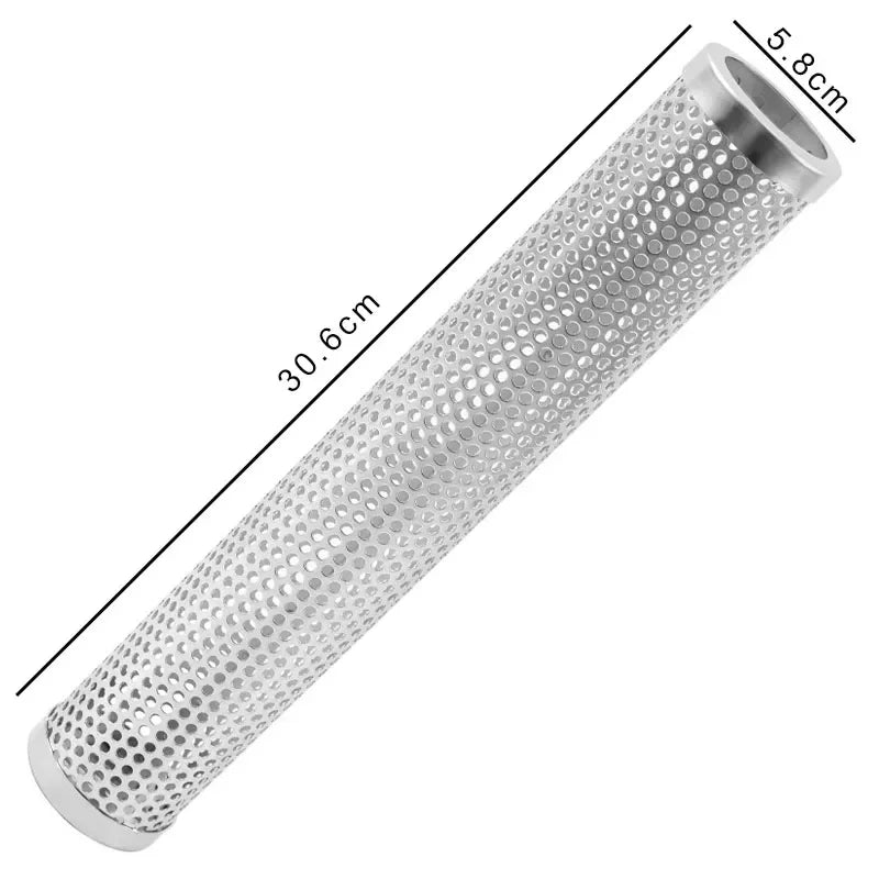 SmokeMaster Tube Edelstahl-Smoker-Röhre | Für Heiß- & Kalträuchern | BBQ-Aroma-Tube mit Lochdesign | 30,6 × 5,8 cm / 15,3 × 5,3 cm