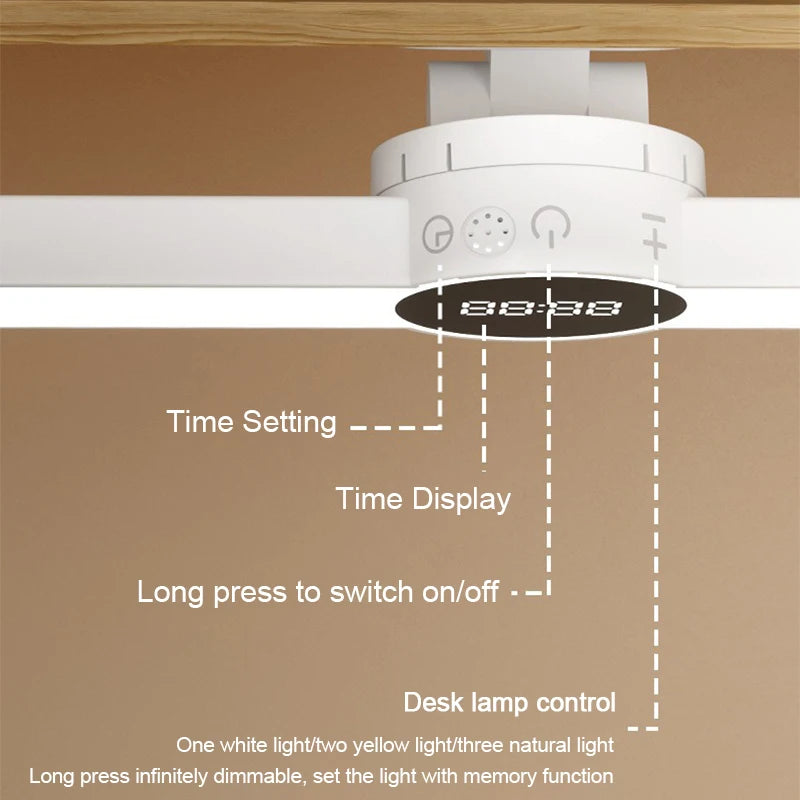 LED-Schreibtischlampe ClarioMag | Mit Uhr & Wecker | Magnetisch & USB-Aufladbar | Stufenlos dimmbar | 35 cm