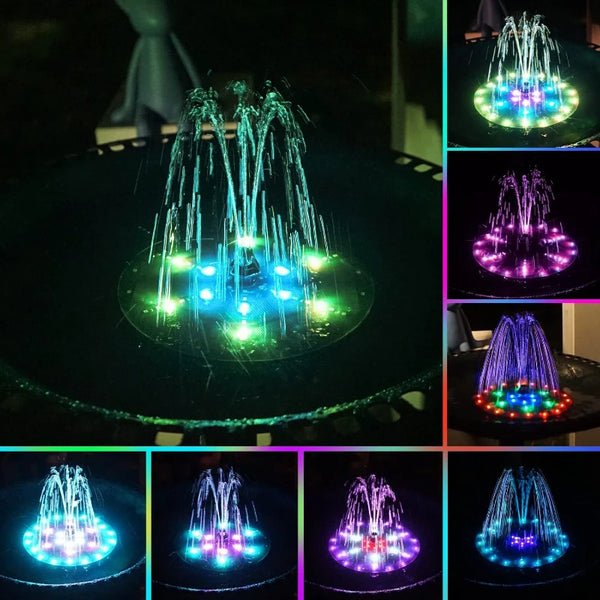 Solarbrunnen AquaLuce 4W | Mit 60 LEDs & 2000 mAh Akku | Automatische Wasser- & Lichtfunktion | Für Teiche, Vogelbäder & Garten