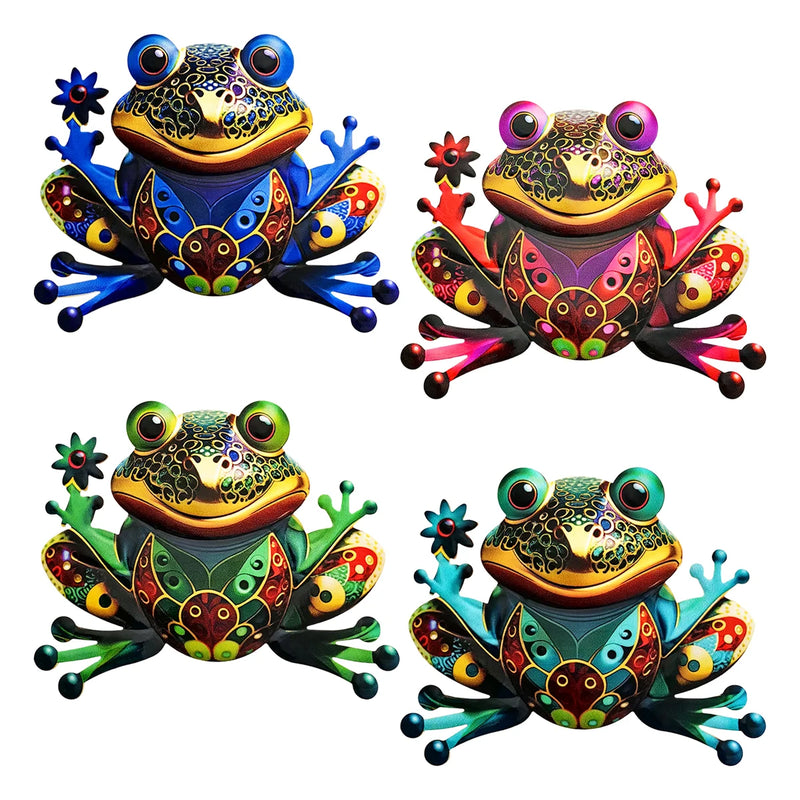 FROVIA Wanddeko Frosch | Metall | Handbemalt | Gartendeko & Innenbereich | 17,5 × 14 × 1 cm