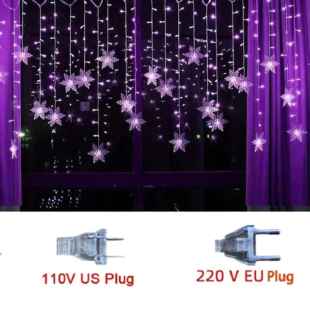 LED Schneeflocken Lichterkette SnowGleam | 3,2 m Vorhangbeleuchtung | 8 Modi | Wasserdicht IP44 | Weihnachts- & Partydeko